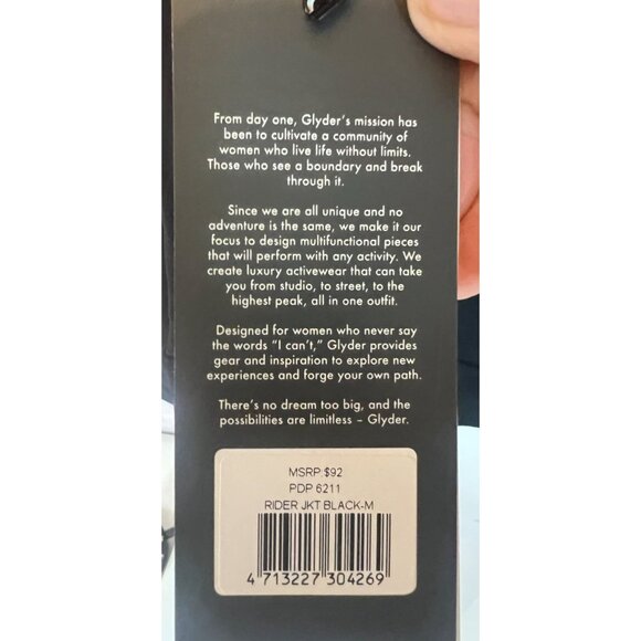 Glyder Fitness Jacket Coat Womens M Zip-Up Reign Logo Black Mesh back NEW - Picture 10 of 14